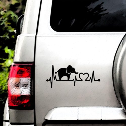 EKG szívdobbanás elefánt szerelem matrica autóra